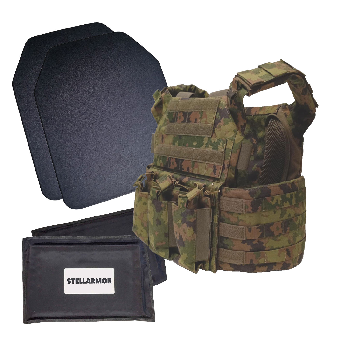 Combo: Plate Carrier, M24, 2 x luotisuojalevy, III+ ja kylkisuojalevypari, IIIA